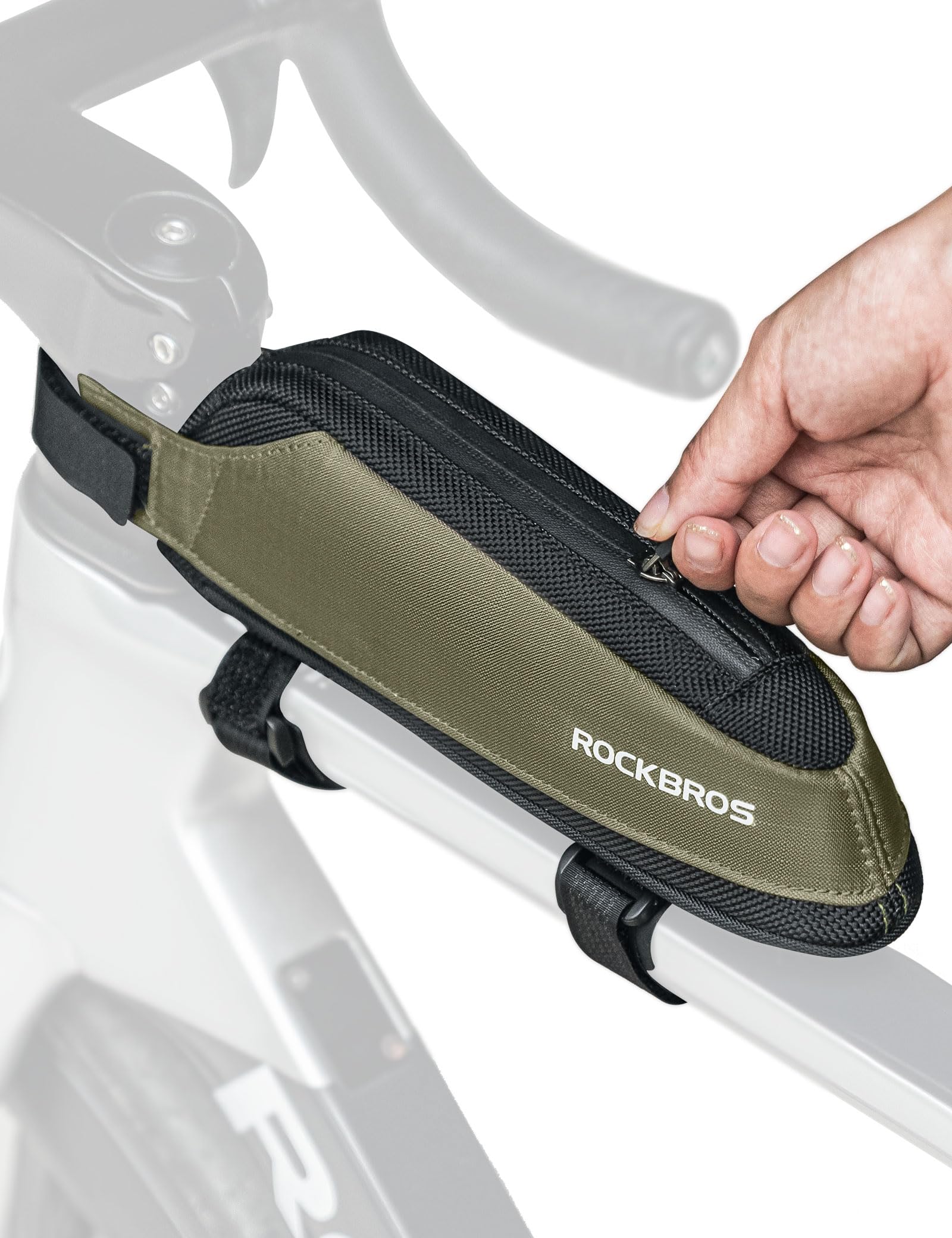 bolsa-cuadro-bici-562mes-1.jpg ROCKBROS Bolsa Cuadro Reflectante para Bicicleta, 0,65L | Bolsa Tubo Superior para MTB Bicicleta Carretera Gravel, Verde : Amazon.es: Deportes y aire libre - Imagen 1