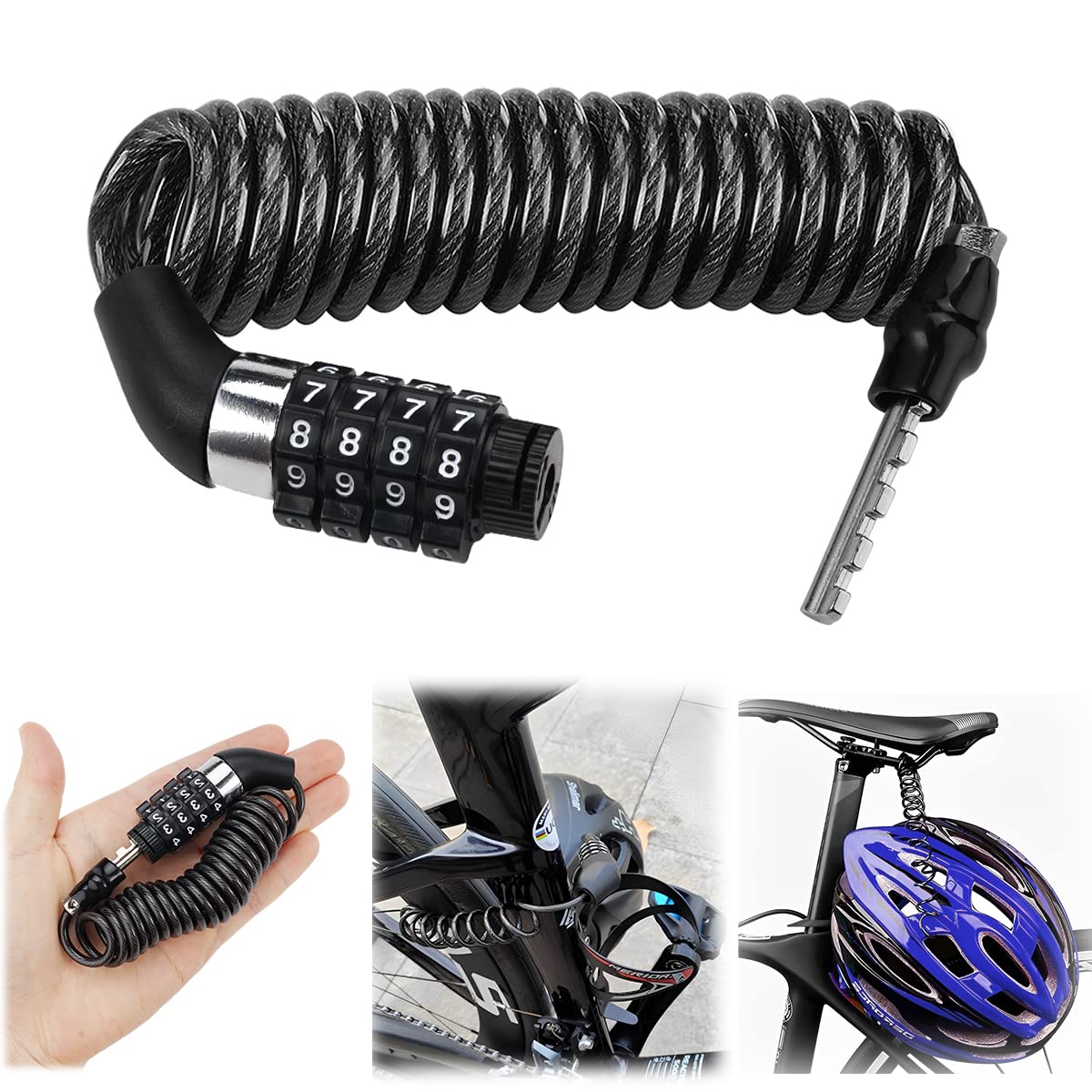 candado-para-bici-805zpu-1.jpg Candado Bicicleta Combinacion Código de 4 Cifras Antirrobo | de Cinc,Candados Para Bicicletas Largo 150 cm,Candado Casco Moto Pequeño y Fácil De Transportar para,Scooters, Cascos, Bici : Amazon.es: Deportes y aire libre - Imagen 1