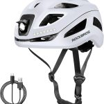 ROCKBROS Casco Bicicleta Adulto con Luz Delantera Lateral y Trasera | Casco Ciclismo Recargable Transpirable para Hombre Mujer, Ajustable 58 60 cm para MTB Carretera, Blanco : Amazon.es: Deportes y aire libre