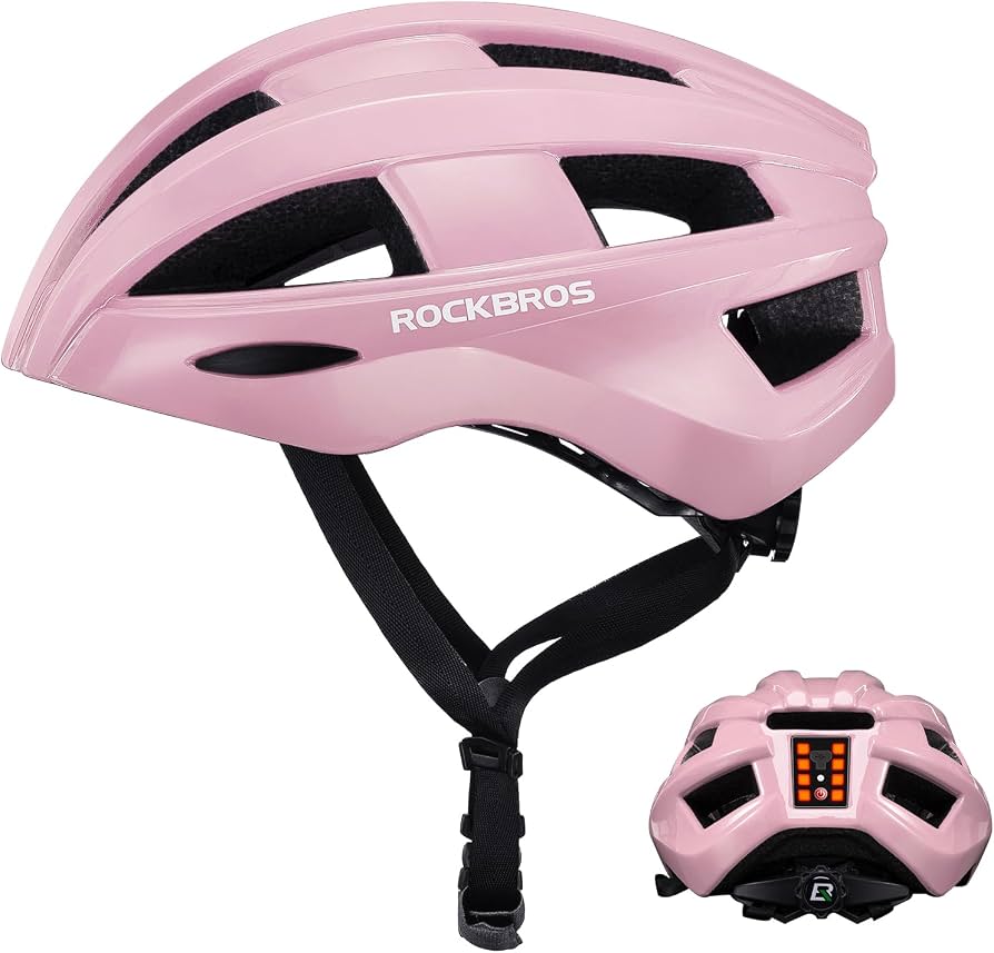casco-ciclismo-mujer-651ozy-1.jpg ROCKBROS Casco de Bicicleta con Luz LED para Hombre Mujer, 55 60 cm | 3 Modos de Luz, Transpirable, Ajustable y con Forro Desmontable para Ciclismo de Carretera y MTB, Rosa : Amazon.es: - Imagen 1