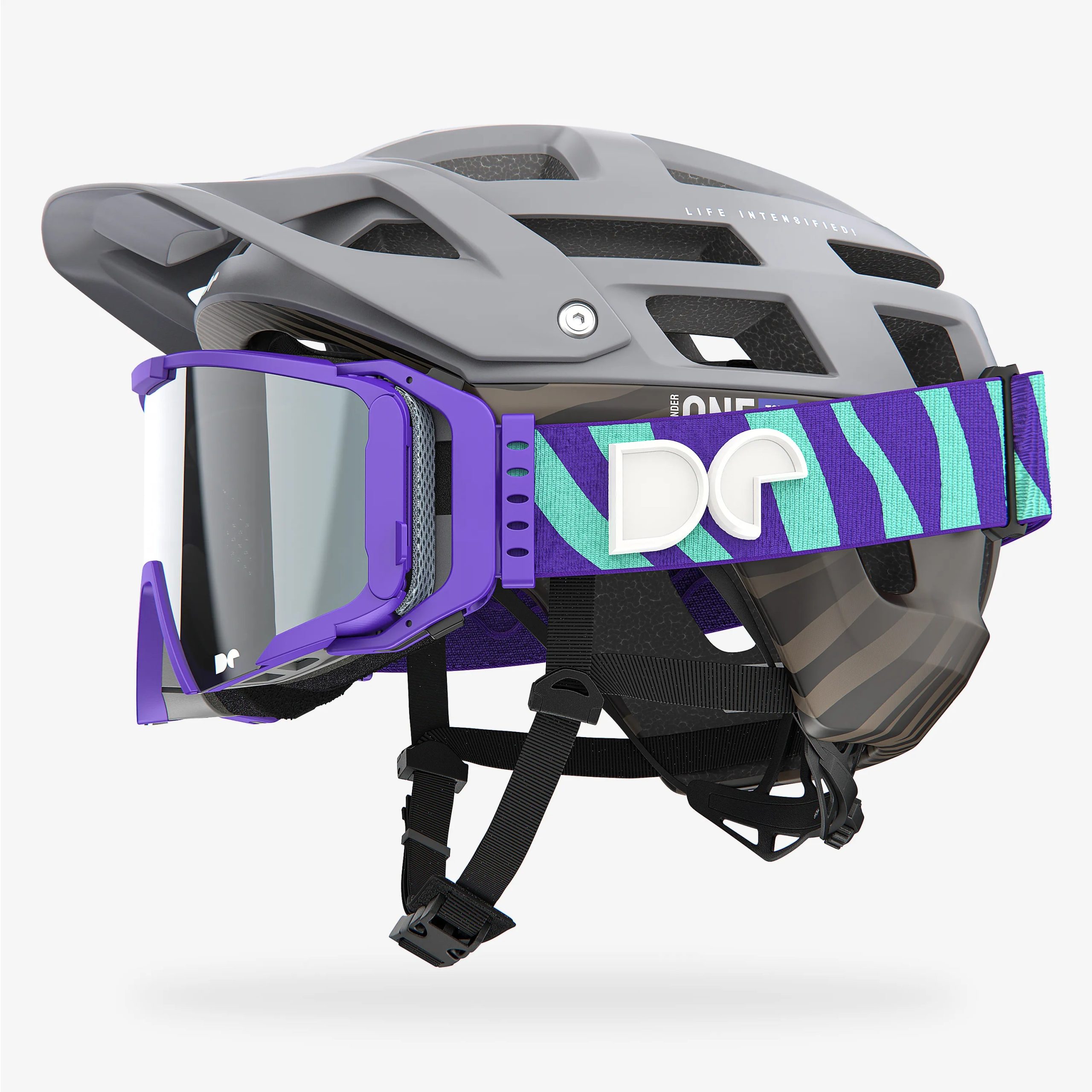 casco-de-bicicleta-de-montana-556rbp.jpg Casco de bicicleta de montaña Defender One Tour Nardo gris + gafas Spo - Imagen 1