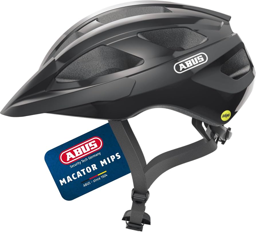 cascos-abus-carretera-857bal-1.jpg ABUS Casco Ciclismo Macator MIPS, Negro Brillante, Talla L | Casco de bicicleta con MIPS, construcción In Mold, visera desmontable, red antiinsectos, ajuste individual : Amazon.es: Deportes y aire libre - Imagen 1