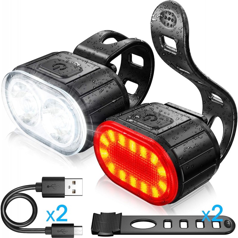 foco-bicicleta-998gll-1.jpg Kit de iluminación para bicicleta. Incluye luz delantera y luz trasera con tecnología LED - Imagen 1