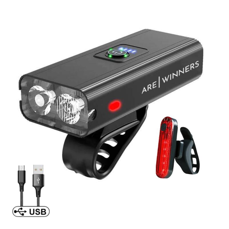 luces-bicicleta-decathlon-844cut-1.jpg Luz de bicicleta delantera LED 1200 lúmenes + luz trasera USB - Imagen 1