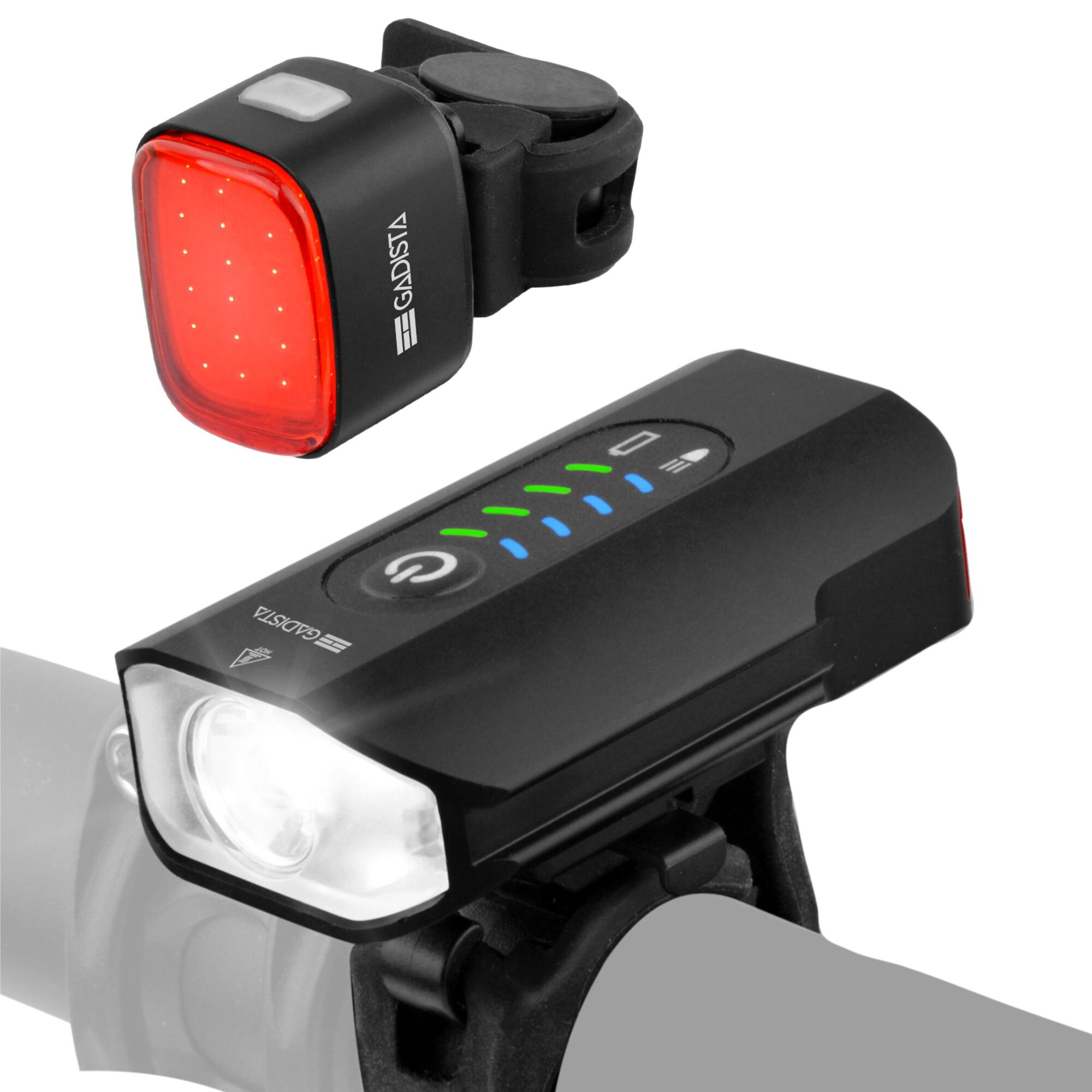 luces-bicicleta-decathlon-997haq-1.jpg Set de luces delantera y trasera para bici, recargable en aluminio con indicador - Imagen 1