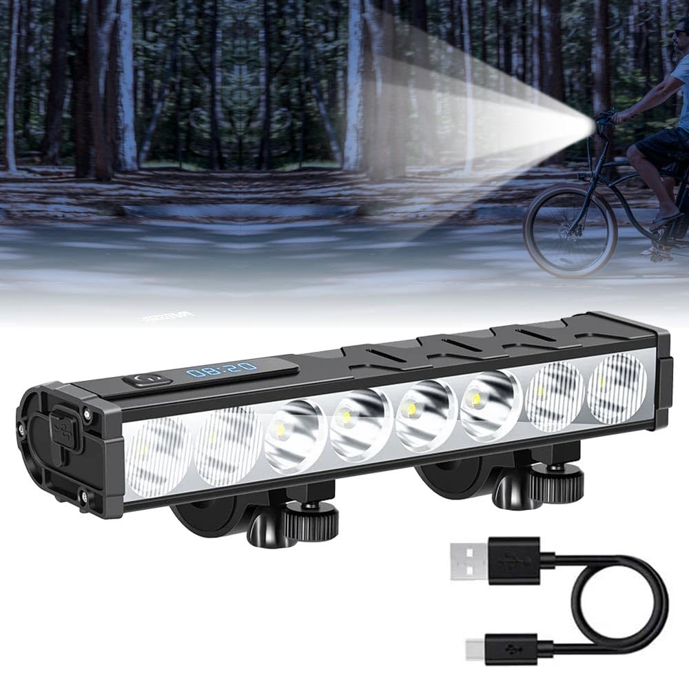 luces-delanteras-para-bicicleta-028goi-1.jpg 8 luces LED más brillantes para bicicleta, 12000 lúmenes, luz delantera superbrillante para bicicleta con luz trasera, juego de 4 modos de luz, recargable por USB, para conducción nocturna, ciclismo : Amazon.es: - Imagen 1