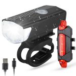 Juego de luces LED para bicicleta delantera y trasera de la bicicleta | XME CREE LED 3W, 300lm, 3 modos de iluminación, 800mAh | 5 diodos, 7 modos de iluminación, 15 lm | INTERLOOK