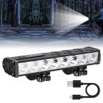 8 luces LED más brillantes para bicicleta, 12000 lúmenes, luz delantera superbrillante para bicicleta con luz trasera, juego de 4 modos de luz, recargable por USB, para conducción nocturna, ciclismo : Amazon.es: