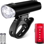 Amazon Basics Set de Luces LED para Bicicleta con Faro 100 Lúmenes y Luz Trasera 10