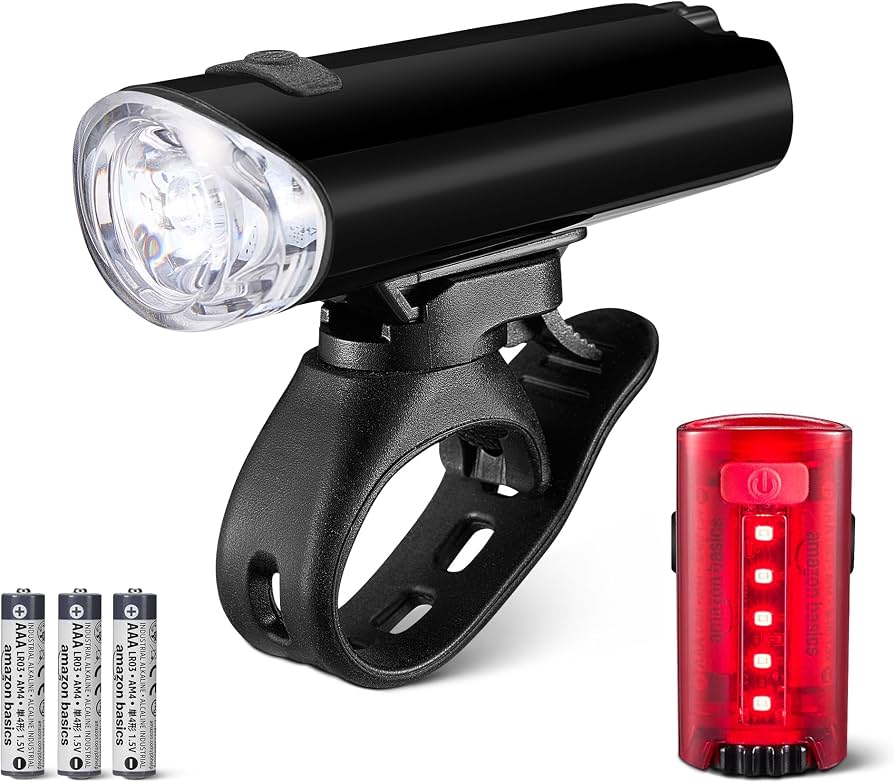 luz-bici-085cqw-1.jpg Amazon Basics Set de Luces LED para Bicicleta con Faro 100 Lúmenes y Luz Trasera 10 - Imagen 1