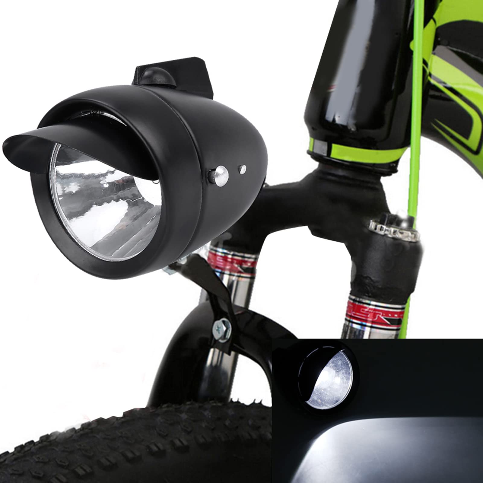 luz-delantera-para-bicicleta-851wve-1.jpg Tbest Faro de Bicicleta, Faro LED Súper Ligero para Bicicleta, Faro Delantero Retro, Faro Delantero de Bicicleta Vintage con Visera para Montar de Noche : Amazon.es: Deportes y aire libre - Imagen 1