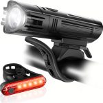 Juego de 2 luces para bicicleta ultrabrillantes recargables por USB: potente luz delantera y trasera, 4 modos de iluminación, fácil instalación.