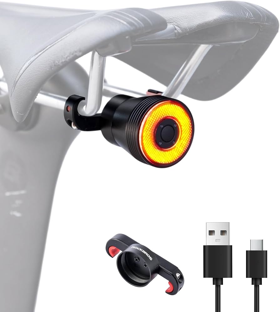 luz-trasera-bici-carretera-479tcb-1.jpg ROCKBROS Luz Trasera Bicicleta 60 Lúmenes IP65 Impermeable | Encendido/Apagado Automático, USB C Recargable, 4 Modos, Detección de Frenado, Ideal para MTB Bicicleta de Carretera y Gravel : Amazon.es: Deportes y aire libre - Imagen 1