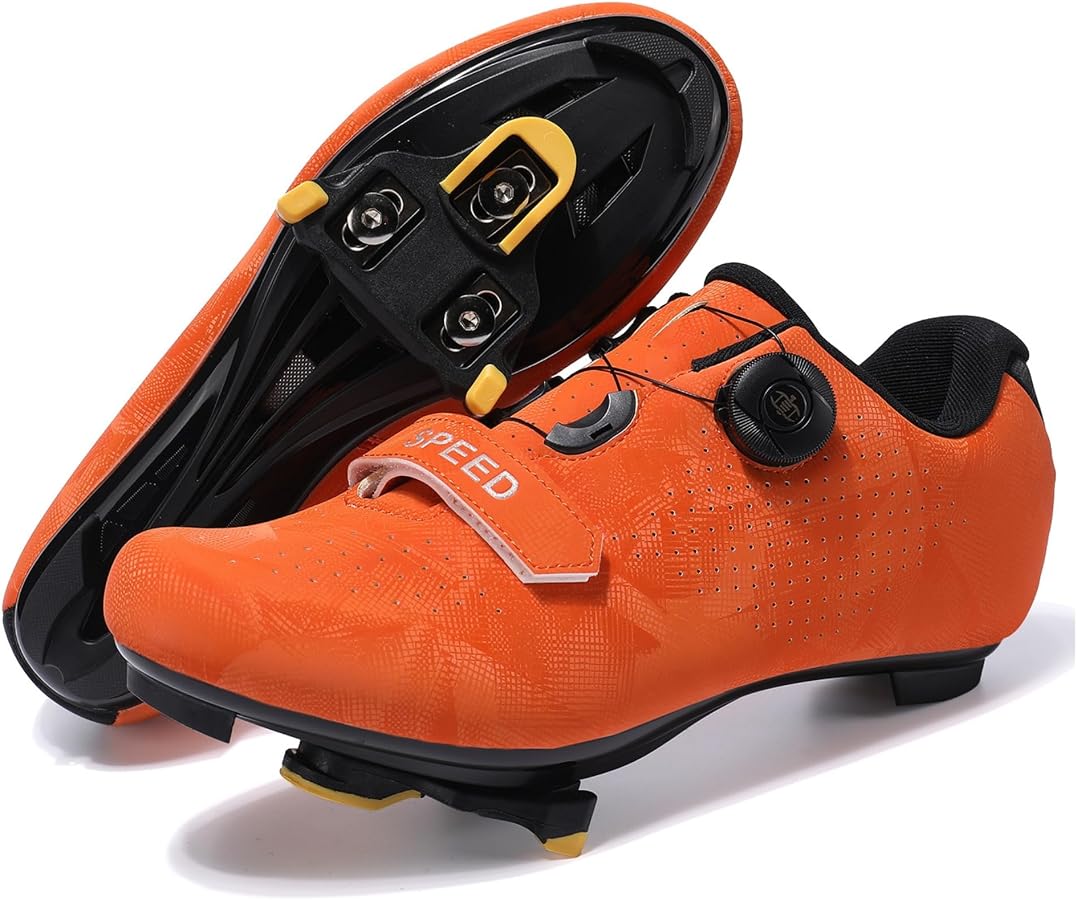zapatos-spinning-299xfu-1.jpg Zapatillas de Ciclismo Hombre/Mujer – Zapatillas de Spinning Transpirables, Compatibles con Pedales SPD, SPD SL y Look Delta Naranja 46 EU : Amazon.es: Moda - Imagen 1
